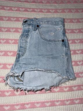 Levi's Light Blue Distressed Denim Jean Shorts